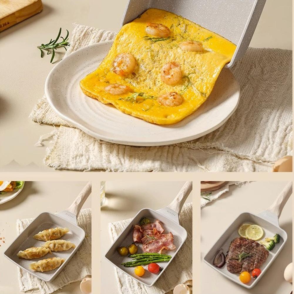 Nonstick Omelette Pan for Home Kitchen Granite Omelette Skillet with Heat-Resistant Handle for Gas Stove Induction Cooker