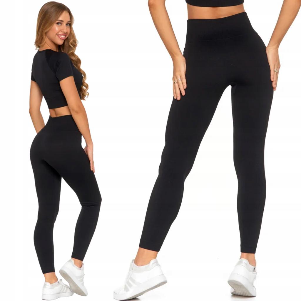 Women's Seamless High Waisted Shaping Sports Leggings MORAJ L/XL BLACK