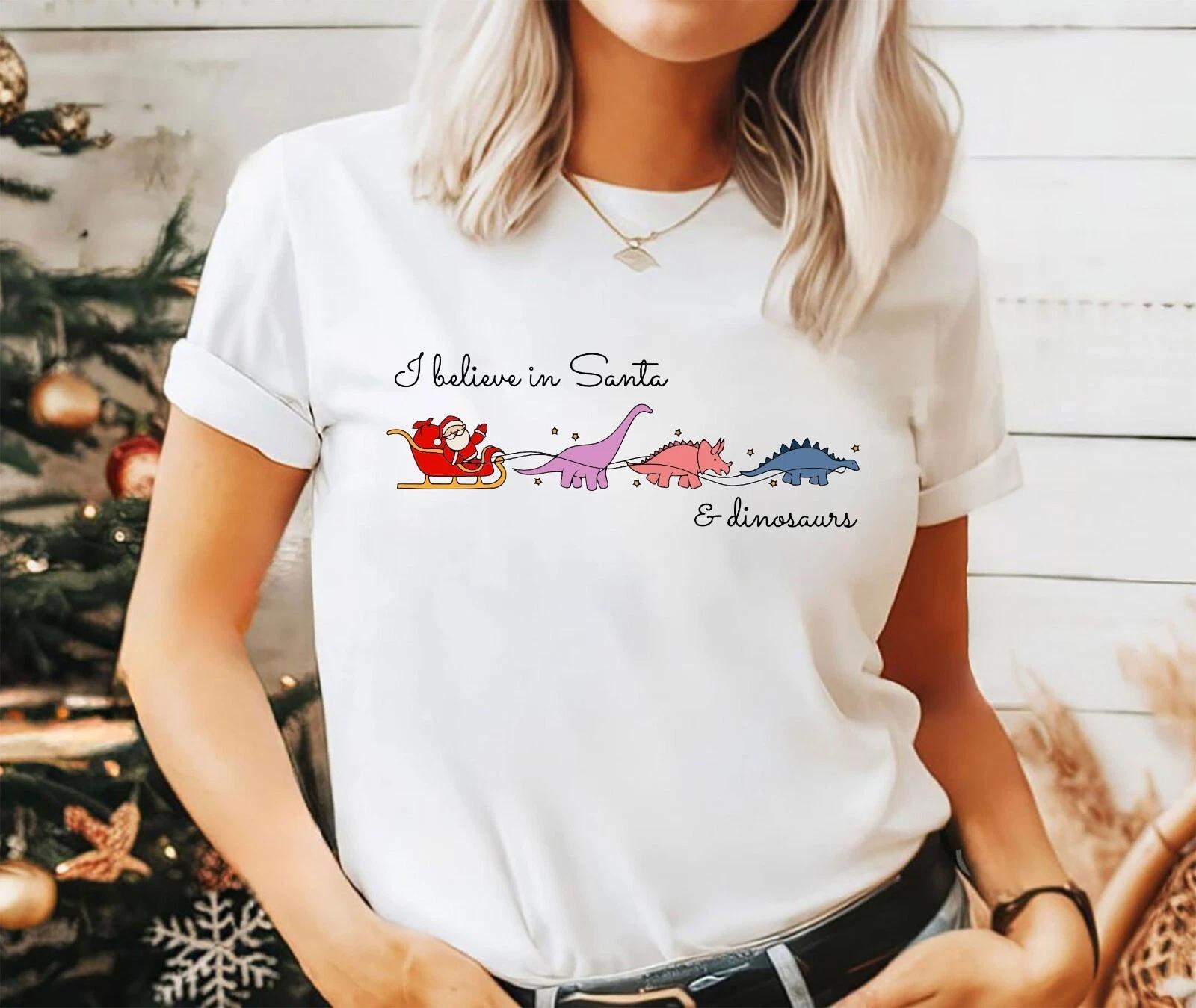 2024 Christmas unisex t-shirt, Night before Christmas party, Dinosaurs 2XL