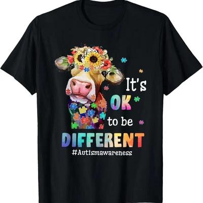 It'S Ok To Be Different Heifer Cow Autism Awareness T Shirt