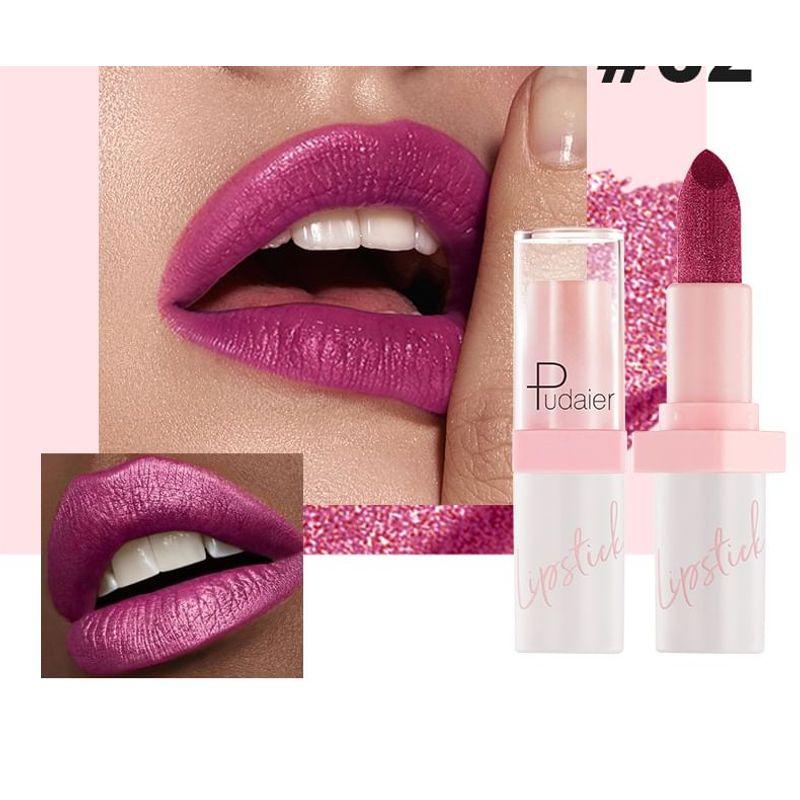 Pudaier - Shining Metallic Pearlescent Lipstick - 10 Colors