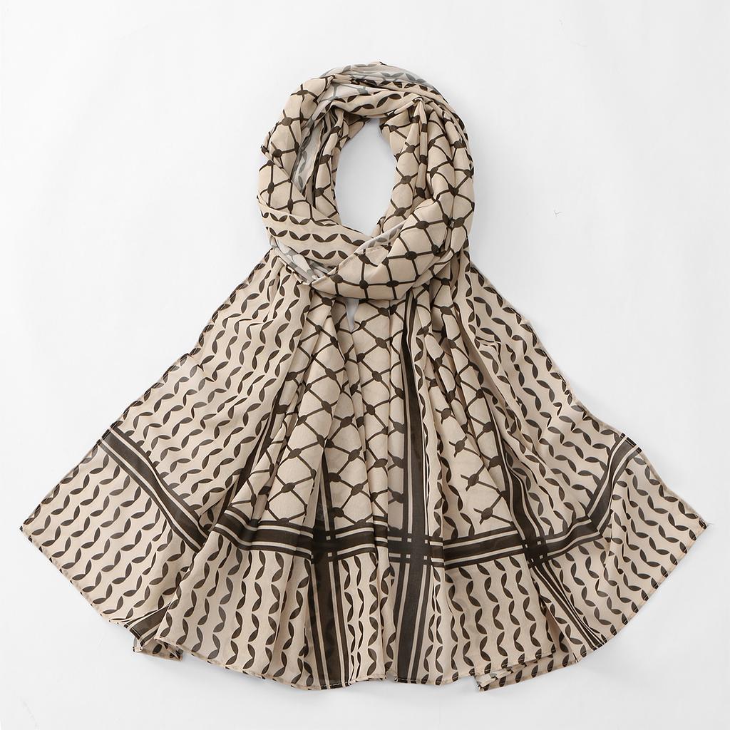 Arab Chiffon Scarf Women Muslim Hijab Islamic Scarves Shawl Printed Arab Long Prayer Scarf Breathable Uae Plaid Long Scarf