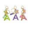 26-Letter Alphabet Resin Keychain with Star Sequins & Tassel Charm