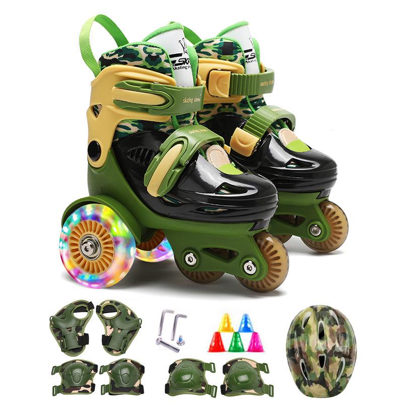 Custom Kids' Beginner Inline Roller Skates with Flashing Double Row Wheels