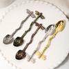 Colher de Café de Metal em Forma de Folha com Cabo de Libélula Resistente à Oxidação Superfície Lisa Mexedor de Café Acessório de Café Elegante