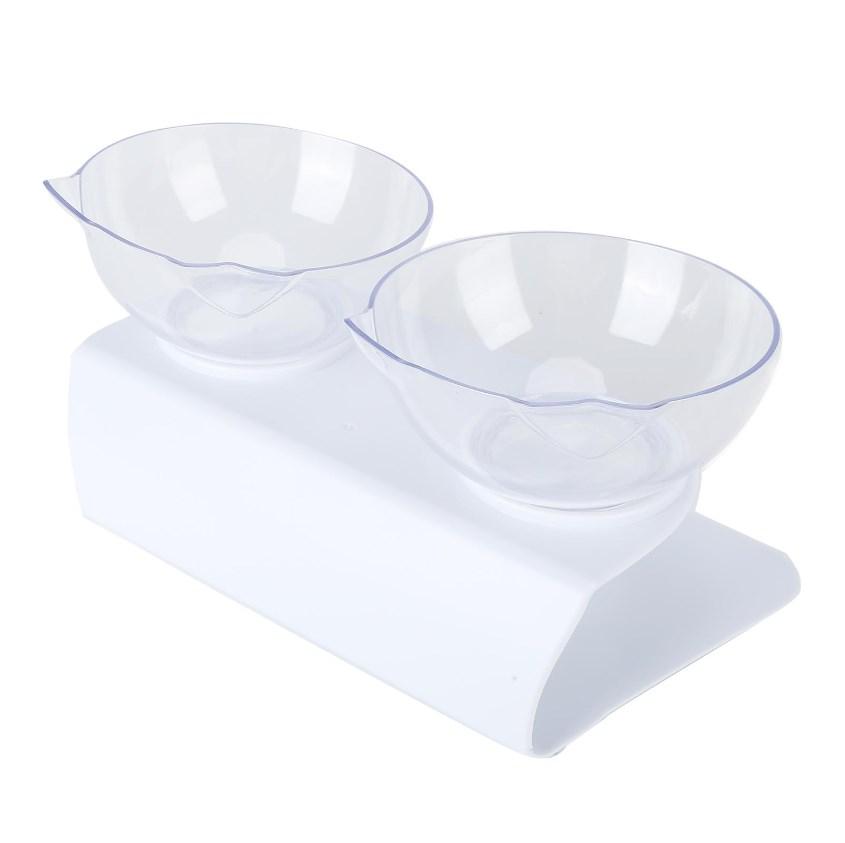 Haustiernapf, langlebiger Futternapf für Katzen und Hunde, mit Ablagefach für kleine Haustiere, transparent