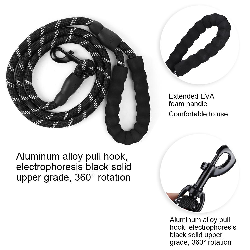 Pet Pulling Leash Nylon Reflective Dog Chain Safety Rope for Puppy Medium Large Dogs Running Walking Training