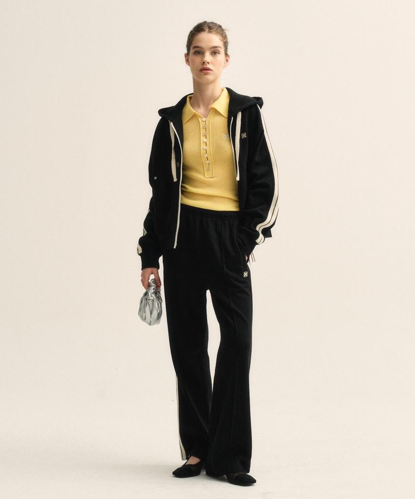 Seteo (W) Collar Button Long Sleeve Knit Yellow
