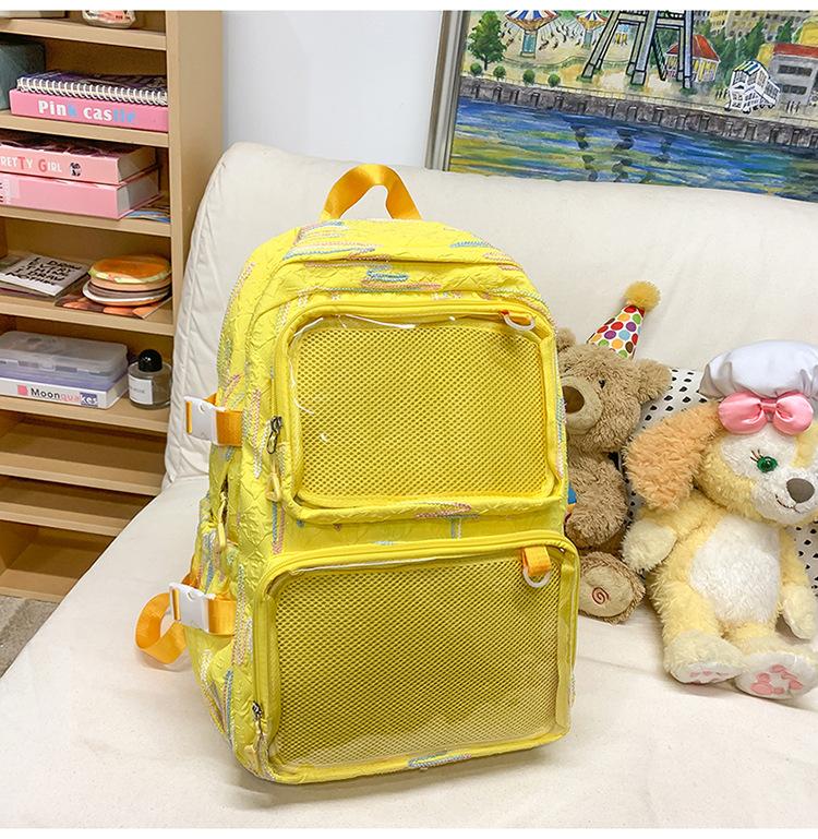 Schoolbag New Transparent Backpack Lightweight and Simple Junior High School Student Schoolbag Japanese Leisure Large Capacity Cute Pain Bag