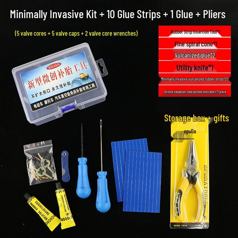 Electric Tire Repair Kit - Tubeless Motorcycle & Car, Vulcanized Rubber Strips