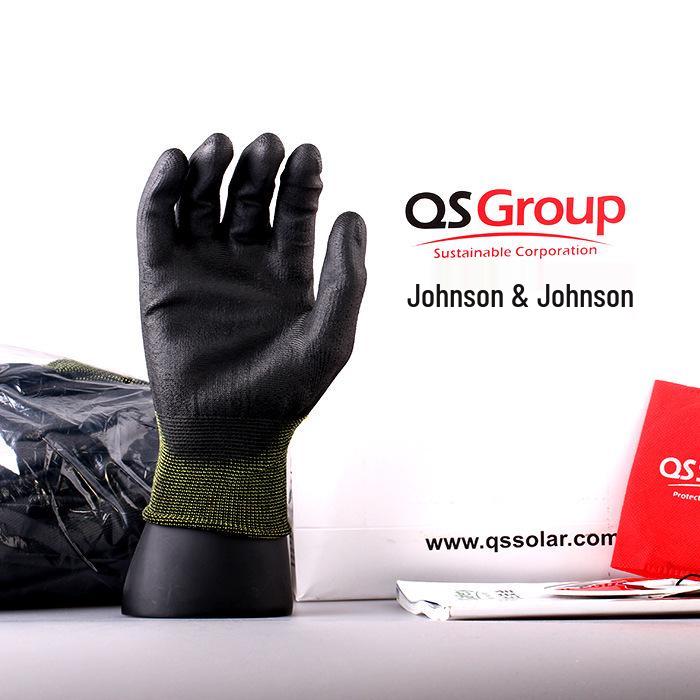Black PU Labor Protection Gloves - Wear-Resistant, Breathable Work Gloves for Construction and Electronics.