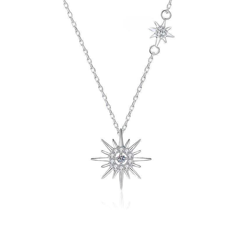 Tezzc Moissanite Lab Diamond Pendant Necklace for Women Men 925 Sterling Silver Sun Flower Party Fine Jewelry Wholesale