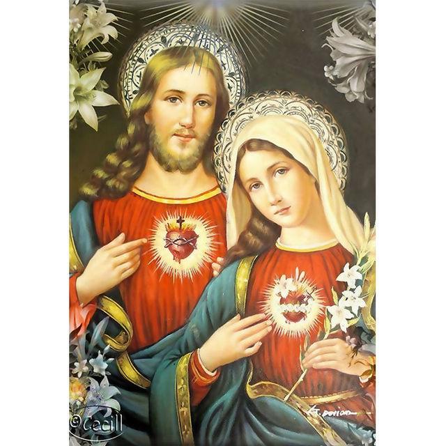Sacred Heart of Jesus The Virgin Mary of Guadalupe Canvas Painting Poster Print Wall Art Picture for Living Room Office Decorate No Frame