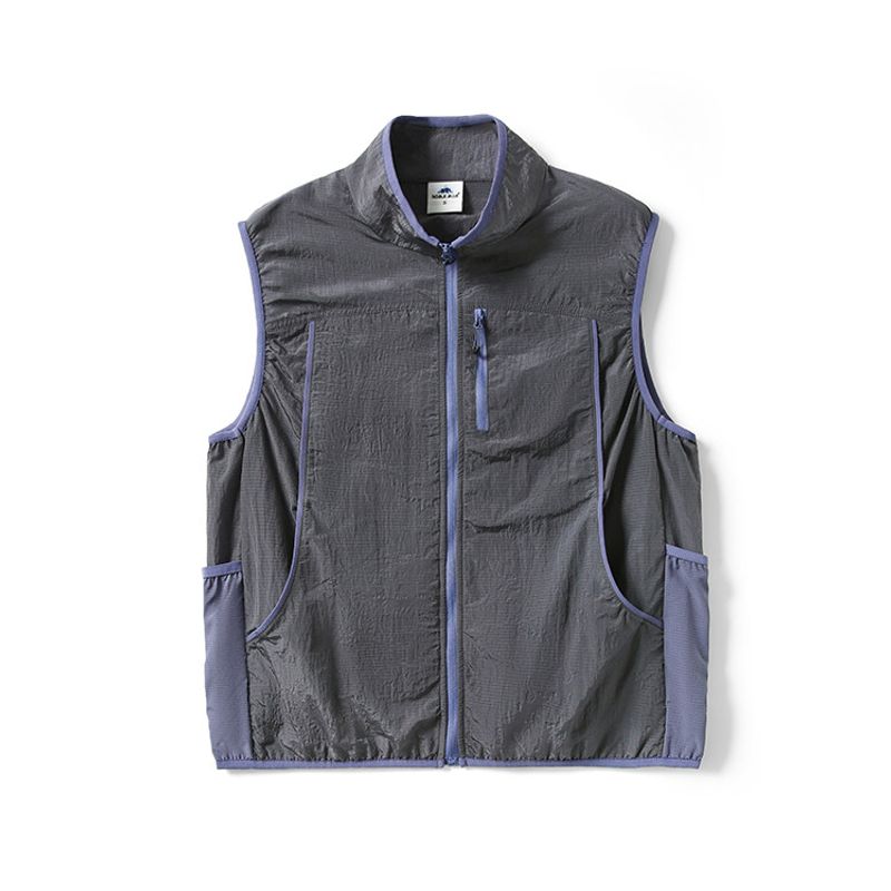 Mountain-Style Outdoor Functional Multi-Pocket Work Vest for Men, Summer Thin Fishing and Lure Fishing Vest, Export Men s Vest Dark gray purple S
