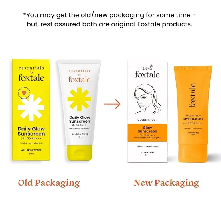 Foxtale Glow Sunscreen SPF 50 PA++++ with Vitamin C & Niacinamide for a Dewy Glow 50ml