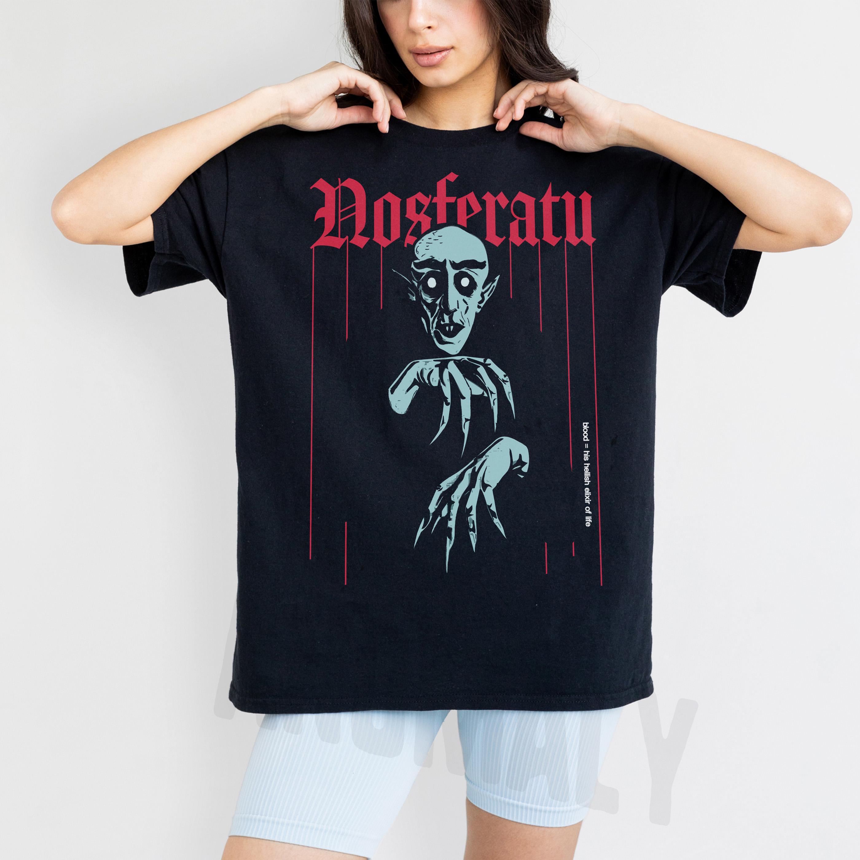 2026 Nosferatu Pattern Tshirt Retro Horror Movie Tshirt Print Pattern Casual Unisexs and Womens Tshirt Daily Wear Summer M