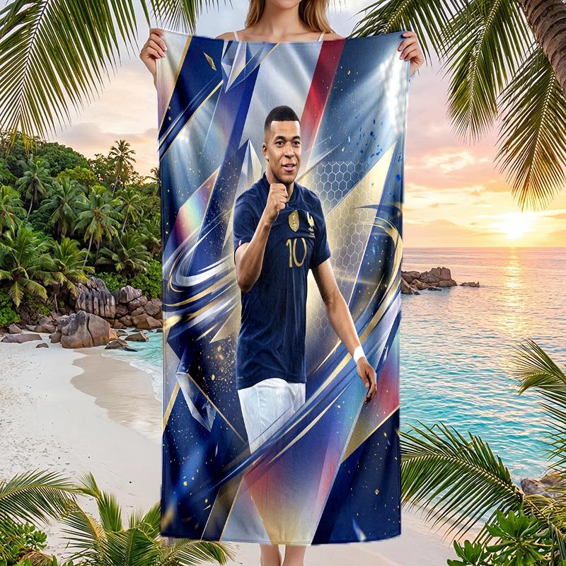 Asciugamano da Spiaggia ad Asciugatura Rapida con Stampa di Kylian Mbappe Microfibra Assorbente Portatile da Viaggio Asciugamano da Nuoto