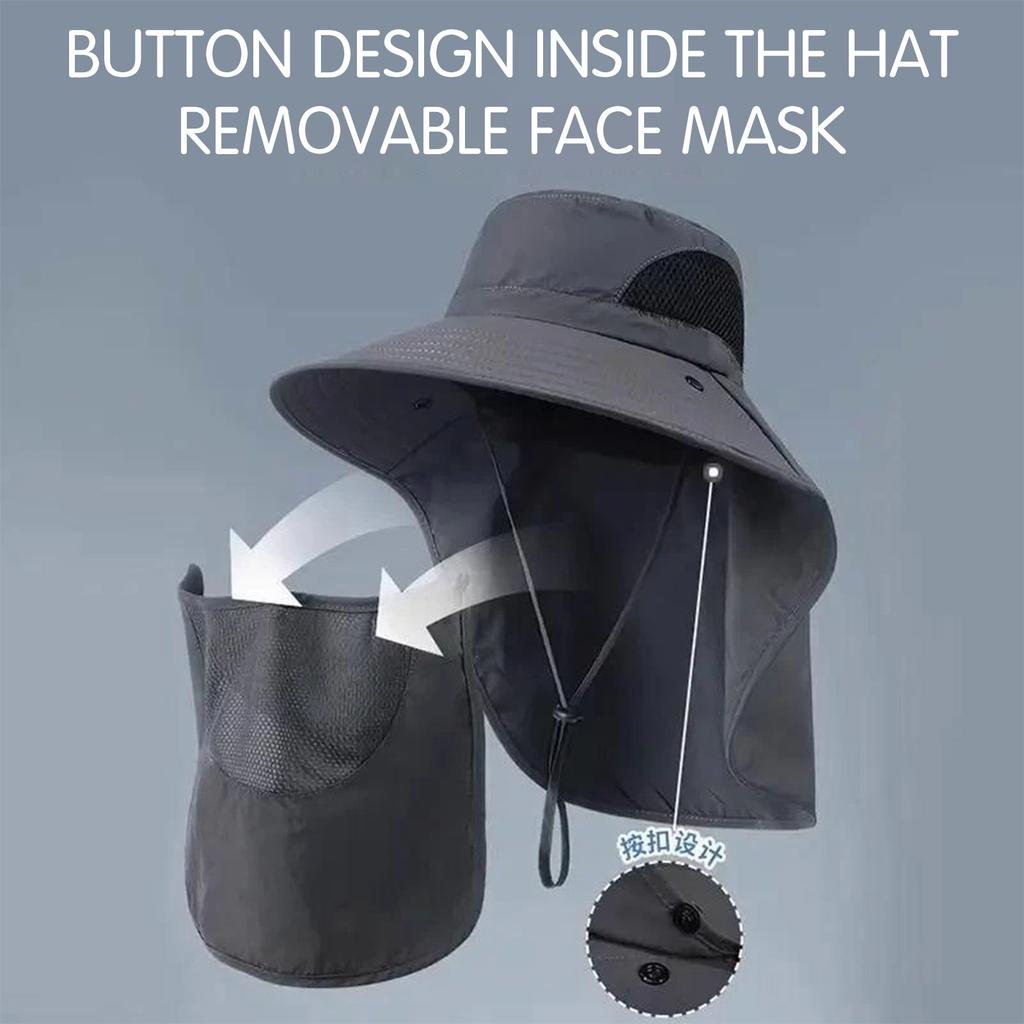 Sonnenschutzhut mit Nackenschutz Cooler Strandhut Reisekrempe Sommer UV-Hüte für Sommer Strand Angeln Wandern