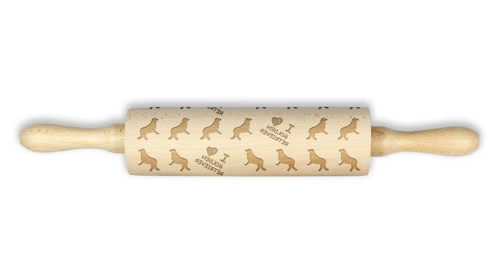 Golden Retriever – Rolling pin for dough with a dog, patterned rolling pin for ceramics | Art-Dog