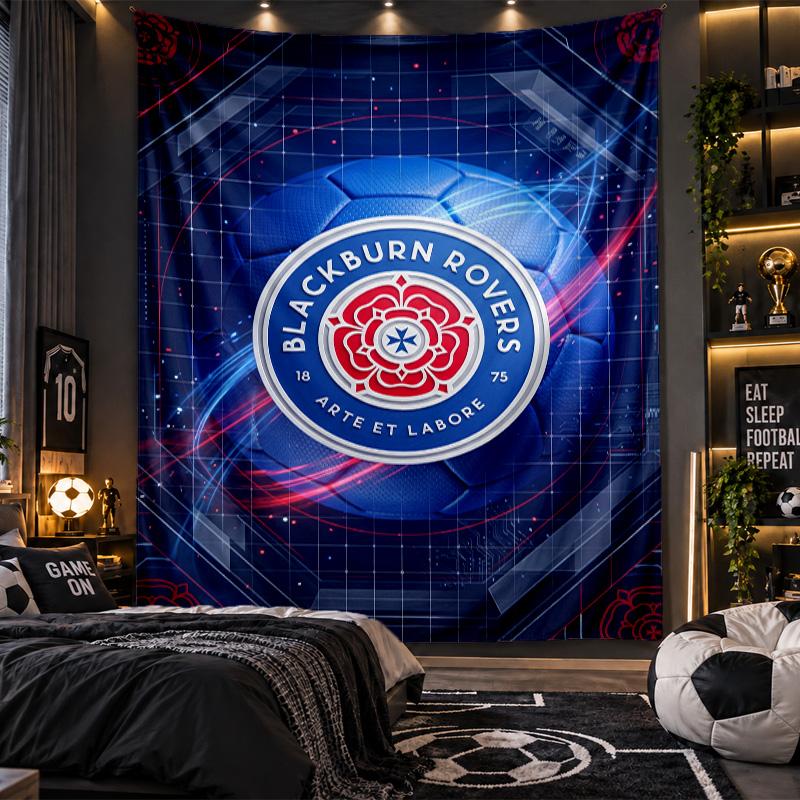 Wall Hanging Tapestry Blackburn Rovers Football Print Cloth for Living Room Bedroom Home Decor