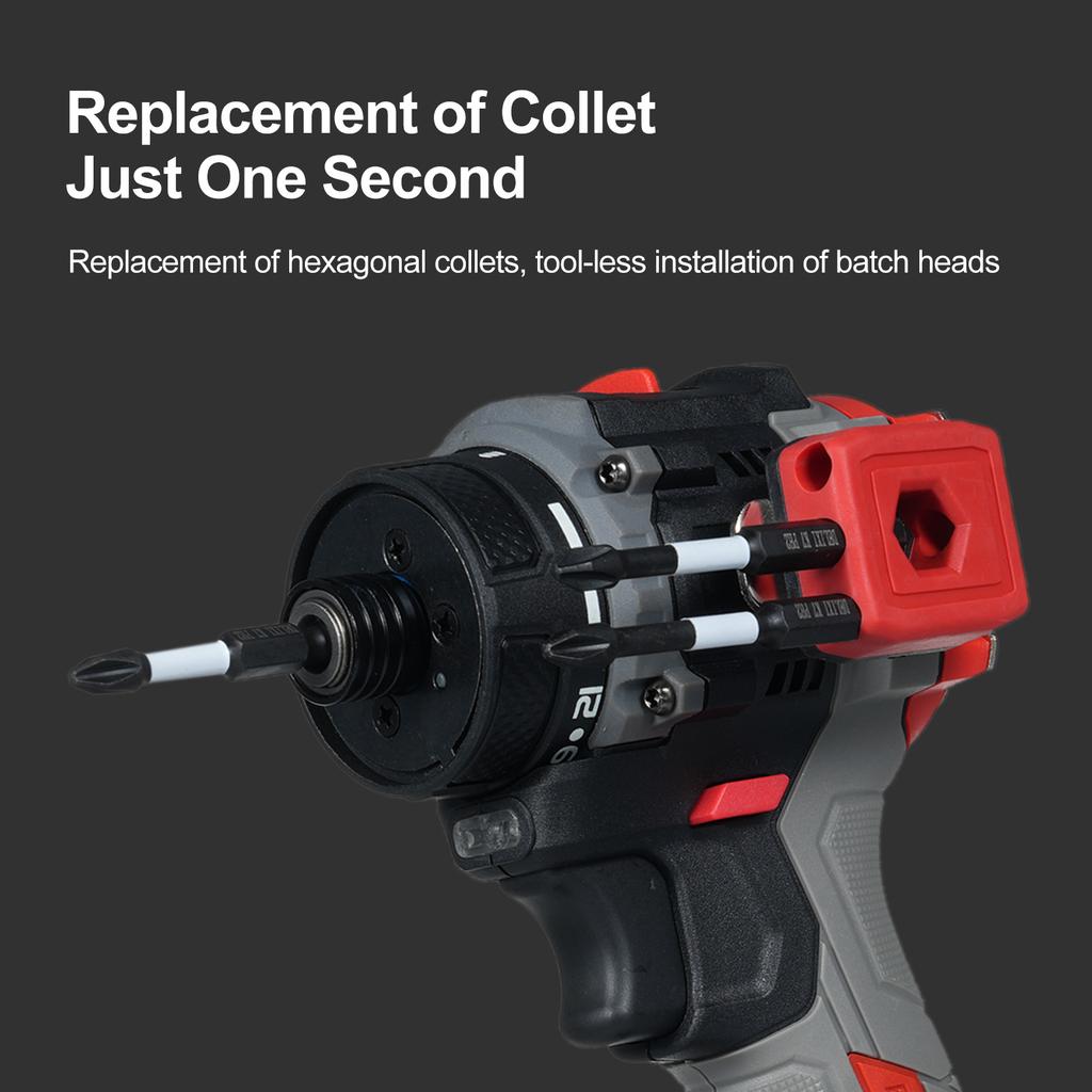 21V Electric Screwdriver 2-in-1 Driver + Hammer Brushless Rechargeable Power Screwdriver 1Celsius4 Hex Chuck Power Drill with 2pcs 2.0