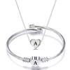 Diy 26 Letters Fadeless Stainless Steel Heart Pendant Necklace Bracelet Set For Women