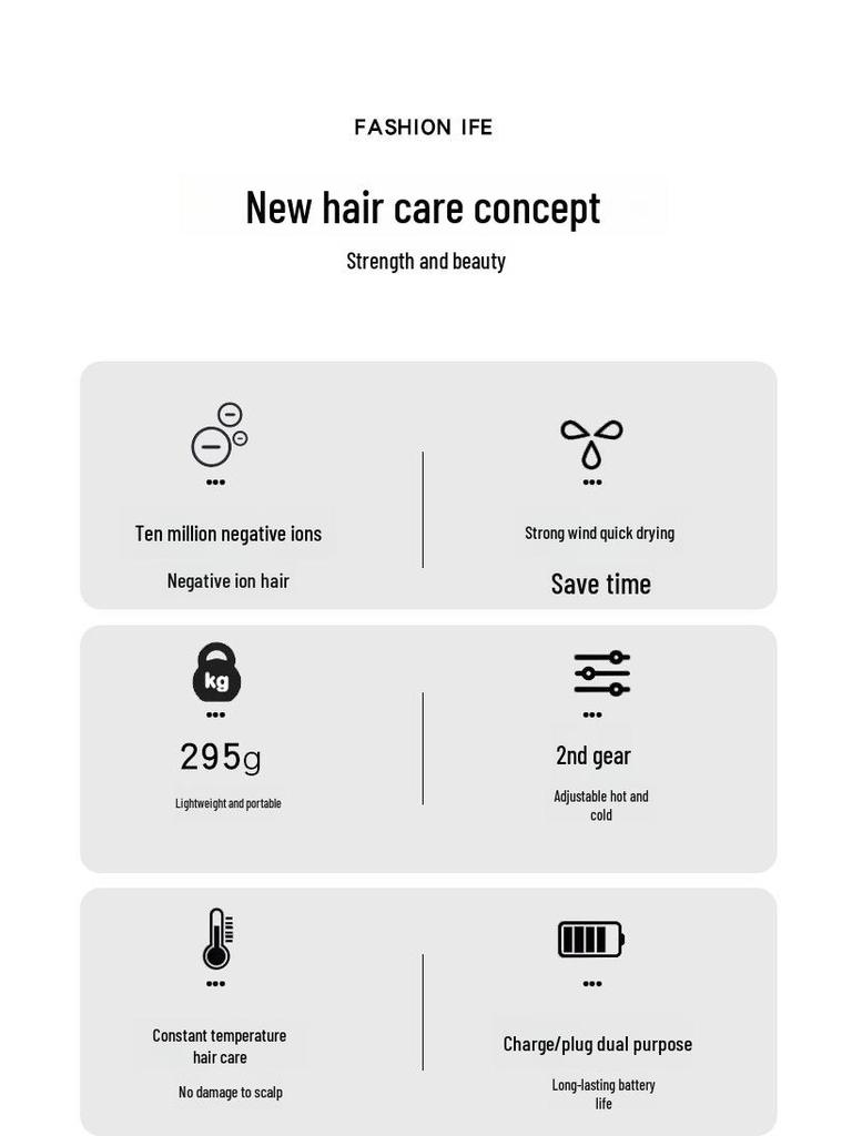 Cross-Border High-Speed Wireless Negative Ion Hair Dryer - Leafless Design for Quick Drying & Hair Care