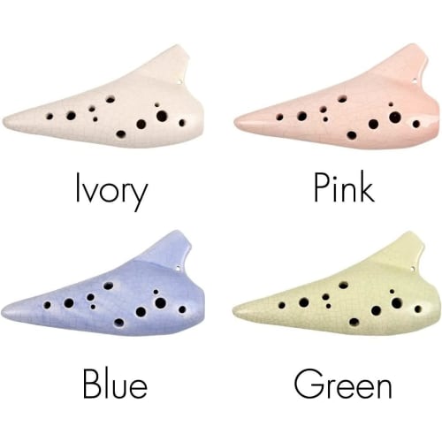 

JINSELF Alto C Design Ocarina, 12 Holes, Ceramic, Convenient 3-Piece Set for Beginners (Ivory)