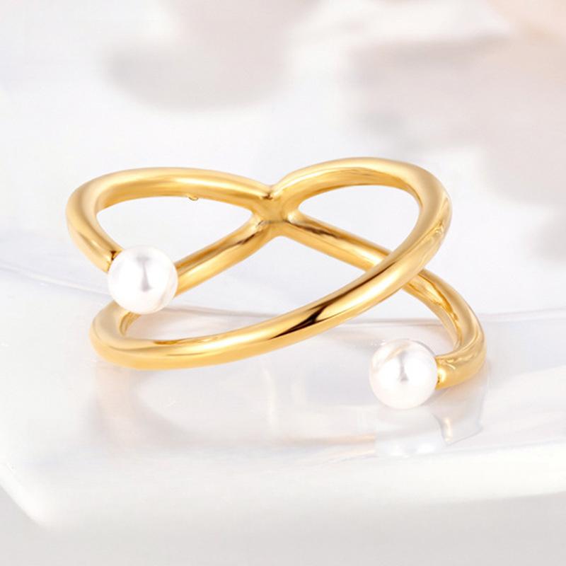 Artistic Sense, Gentle Curve, Personalized Fashion Pearl, The Same Style, Open Ring with Excellent Design and Texture