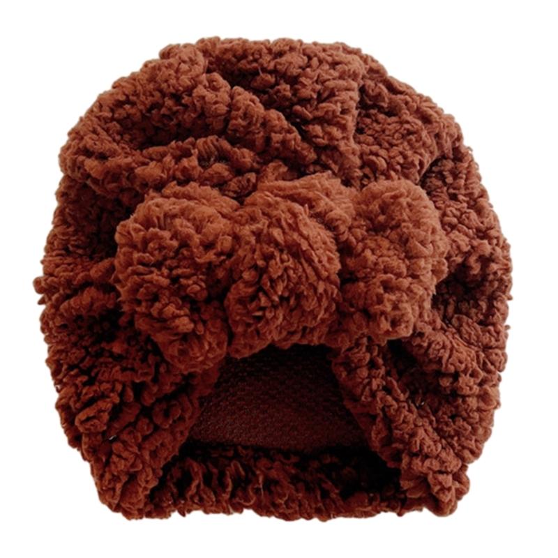 

Индийский тюрбан для младенцев Удобная и теплая защита для ушей Милая шапочка для новорожденных с красивым бантом для мальчиков и девочек Подарок темный кофе