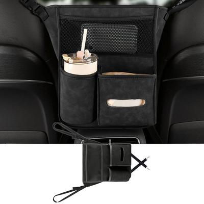 Bolsillo de Almacenamiento de Gran Capacidad para Coche, Ranura para Asiento, Malla, Soporte para Bolso de Mano, Bolsa de Almacenamiento para Respaldo de Asiento, Bolsa de Malla con Caja para Pañuelos, Portavasos