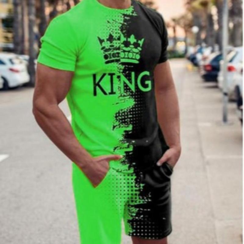 

Летний мужской костюм-футболка, однотонный простой повседневный свитшот, комплект шорт с короткими рукавами, две вещи уличной одежды M