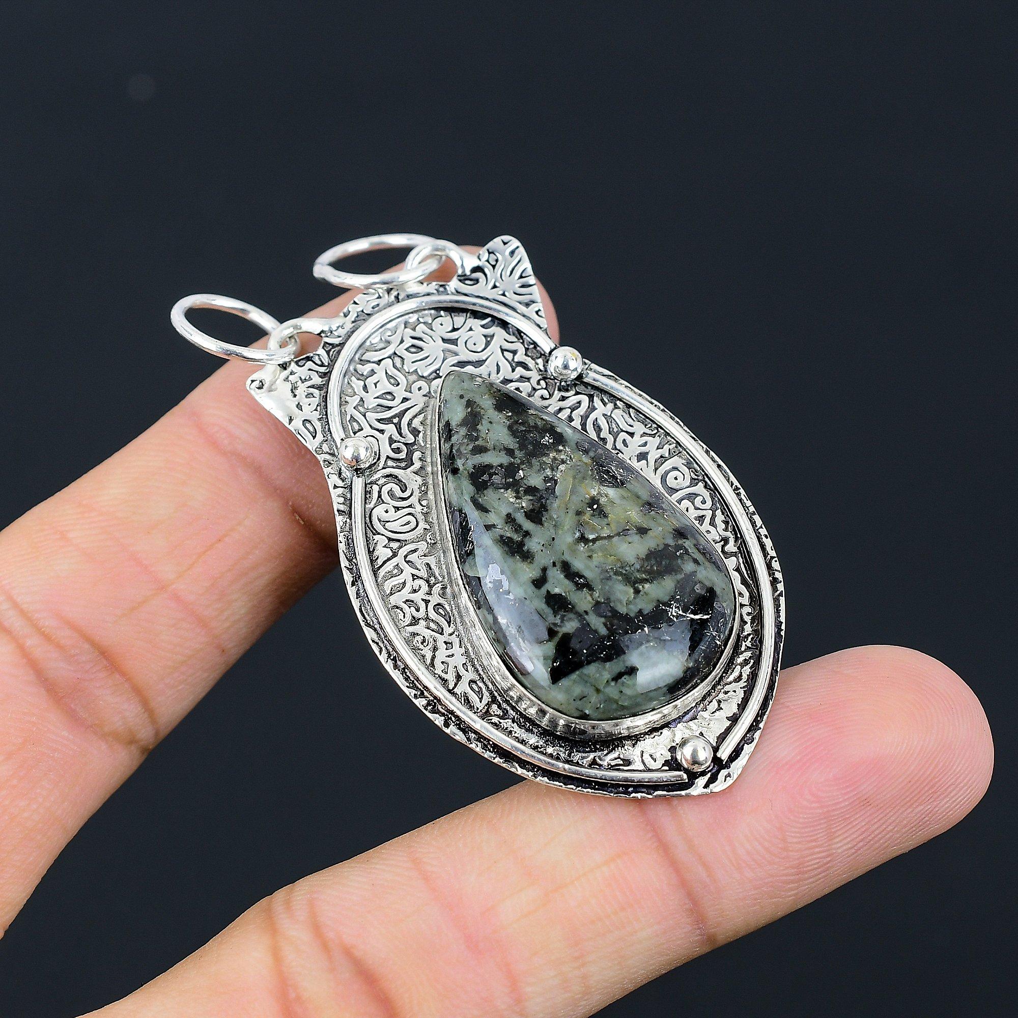 

Natural Stargalaxy Gemstone Indian Jewelry 925 Sterling Silver Pendant For Girls