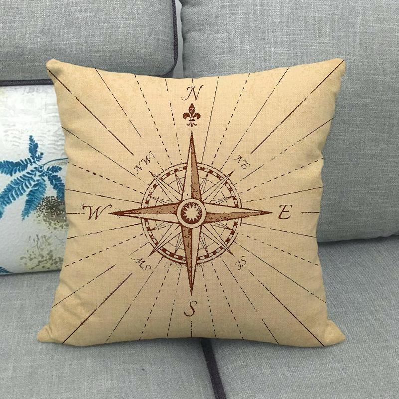 Nautical Elements: Rudder And Compass Digital Printing Short Plush Pillow Covers For Car Sofa Office Cushion Cover Home Goods