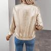 Women's Metallic Gold Short Puffer Jacket with White Sleeveless Top and Blue Denim Jeans, Casual Glamour Outfit