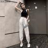 HOUZHOU Ins spodnie dresowe damskie spodnie harlan koreańskie eleganckie spodnie do biegania ponadgabarytowe luźne Harajuku Bf Casual