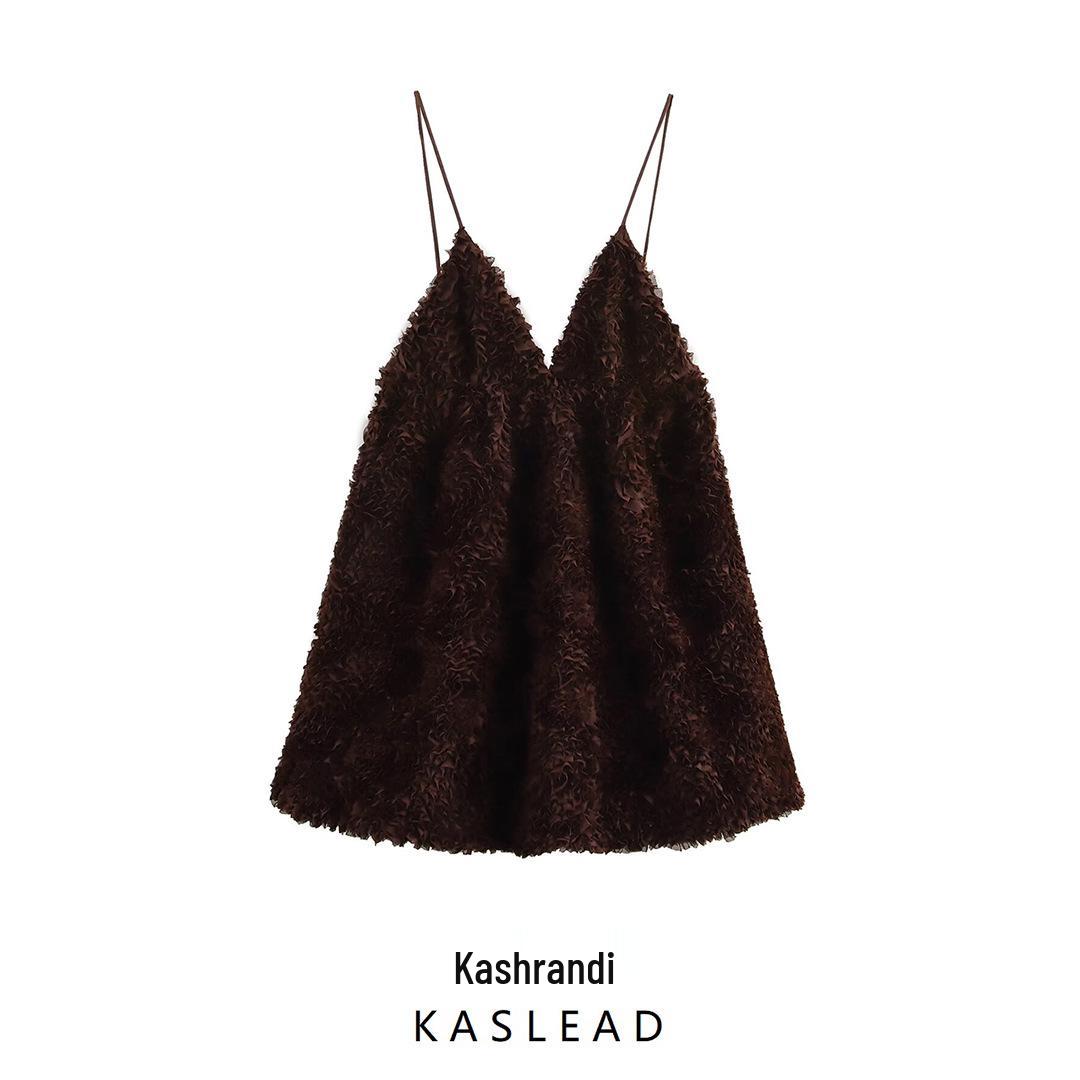 

Winter 2024 Women s European American Style Fluffy Mesh Dress Extra Small