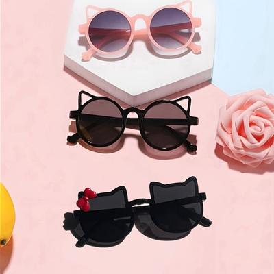 Filles Garçons Oreilles d'Animaux Mignonnes Lunettes de Soleil Cartoon Protection Solaire Extérieure Lunettes de Soleil Vintage Adorables pour Enfants