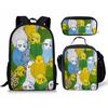 Classic Novelty Parrot Bird Pattern 3D Print 3pcs/Set School Bags Laptop Daypack Backpack Inclined Shoulder Bag Pencil Case