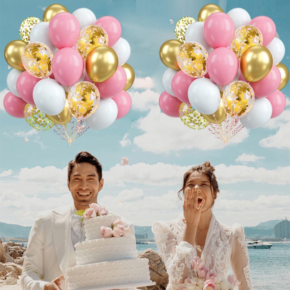 Party Balloon 12 Inch 60pcs Latex Balloon Set Birthday Party Opening Scene Props Metal Sequined Balloon