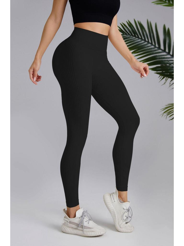 High-Waist Tummy Control Peach Hip Nude Yoga Pants - Breathable, Solid Color for Women