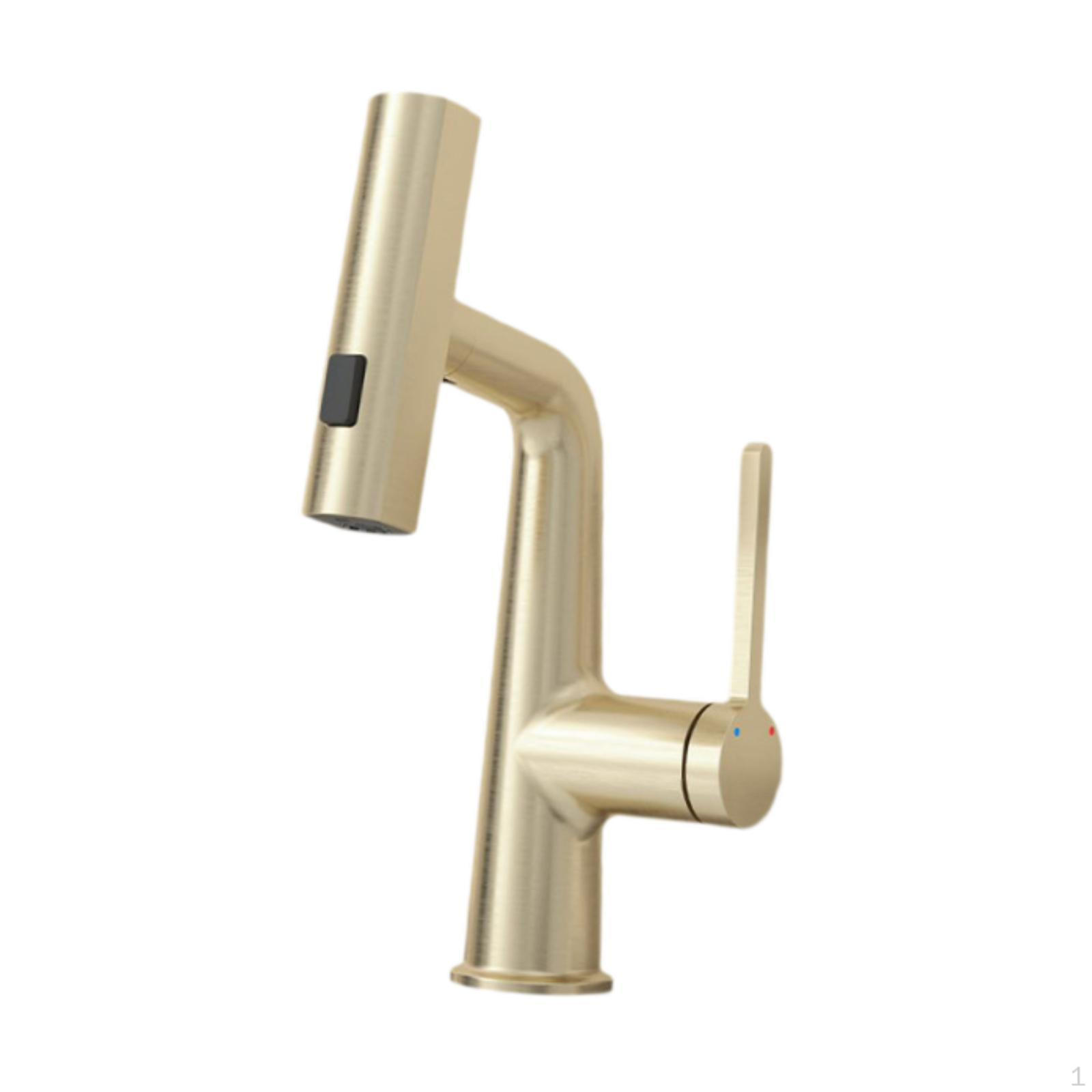 

Змішувач для ванної кімнати з висувним розпилювачем Аксесуари для унітазу Змішувач для раковини Одинарний золотий