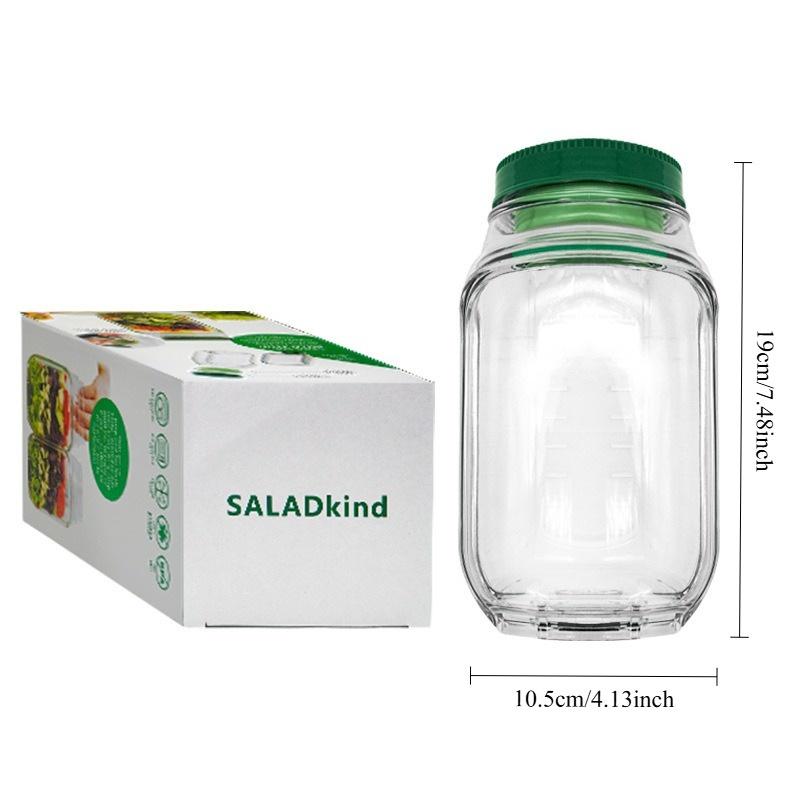 

Plastic Salad Pod Side Open Salad Jars Portable Breakfast Fruit Storage Box Sealed Leak proof Transparent Picnic Salad Jar 1000ml&1-tier