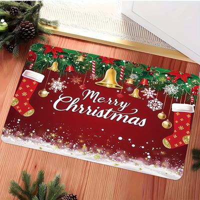 Frohe Weihnachten Willkommensfußmatte weiche rutschfeste Bodenmatte geeignet für Zimmer Badezimmer Küche Heimdekoration