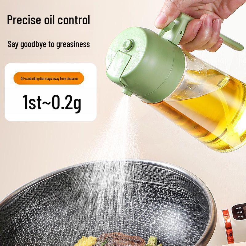 Large Capacity Leak-Proof Glass Oil Sprayer and Pour Bottle with Cover and Handle for Kitchen