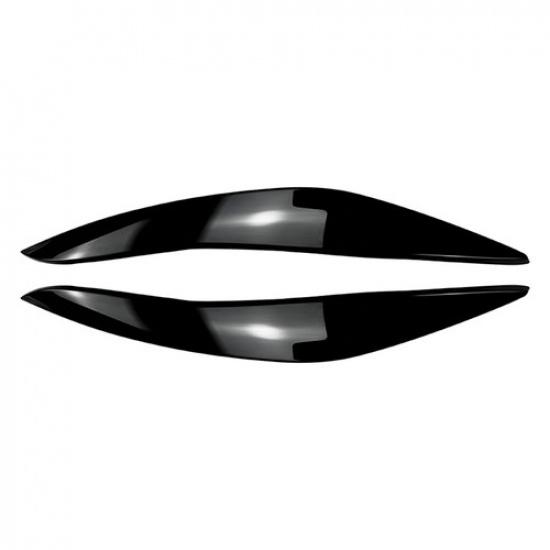 Front Headlight Eyelids Eyebrow Cover Gloss Black For BMW 5 Series F10 F11 11-14