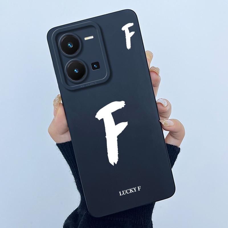 For Vivo Y35 Case Cute Initial Letters Soft Liquid Silicone Back Cover For Vivo Y 35 4G Funda Anti Drop Phone Protector Coque