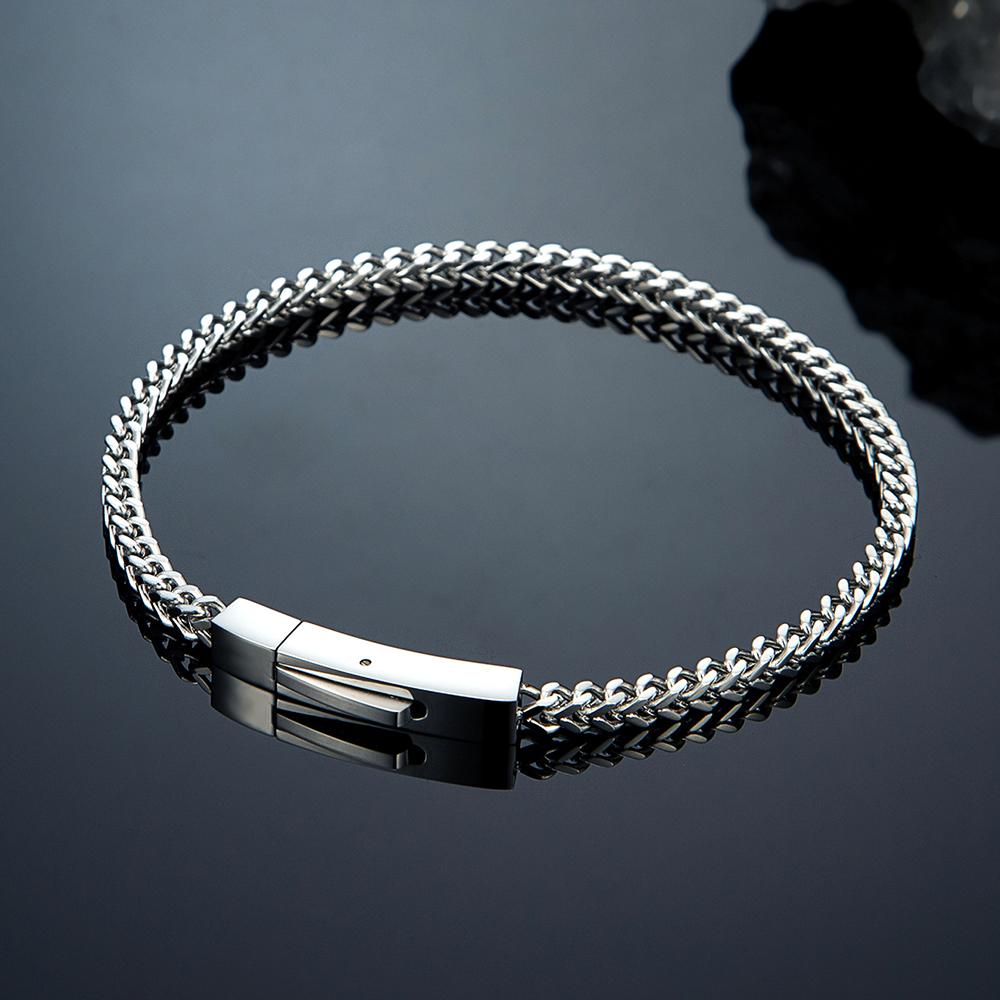 

Mens 3MM Byzantine Cuban Link Chain Bracelets Retro Stainless Steel Link Wristband Vintage Jewelry Gift for Him Boy 23cm