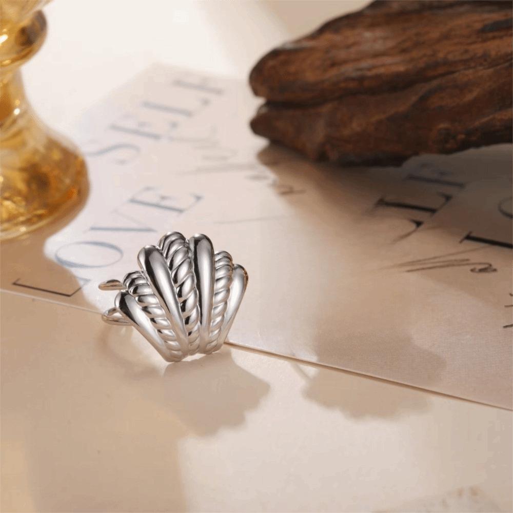 Adjustable Shell Starfish Rings Elegant Stainless Steel Rings Aesthetic Open Finger Rings Summer