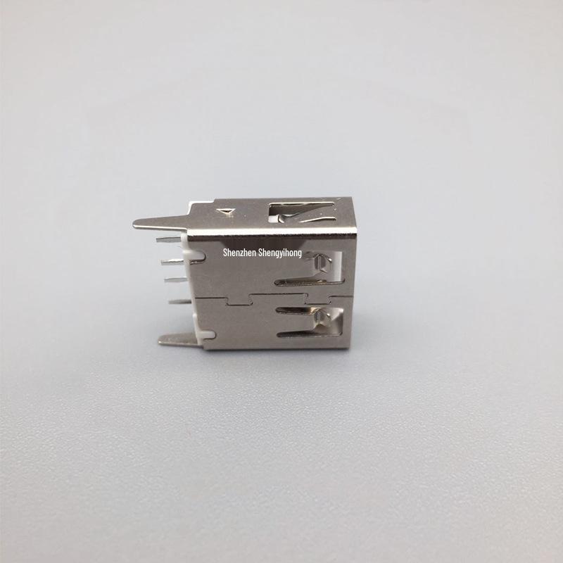 Vertical USB 2.0 Type A Female Port, 13.7mm Connector, 180° Straight Pins, Flat Mouth Socket